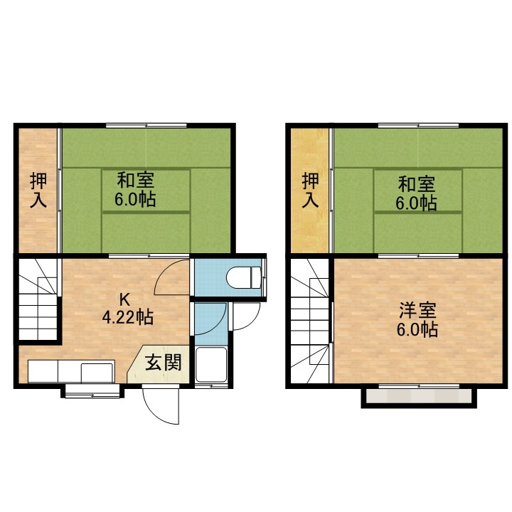 中谷貸家　２戸一（栄町２丁目） 間取り