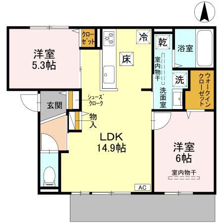Ｄ－ｒｅｓｉｄｅｎｃｅ下田部Ａ 間取り