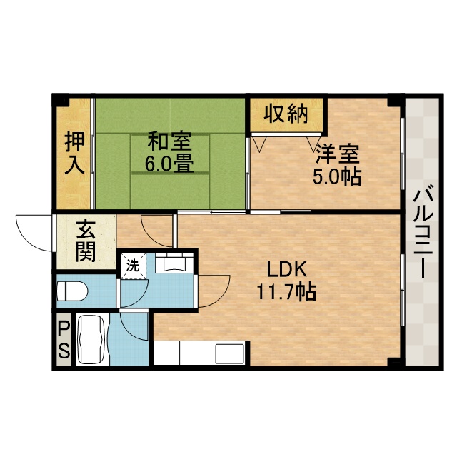 サンワロイヤルマンション２号館 間取り