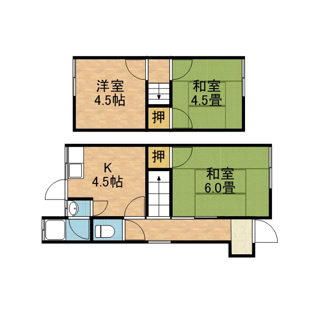 川西町２戸Ⅰ貸家 間取り
