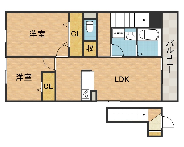 仮称）高槻市古曽部町ハイツＢ棟 間取り