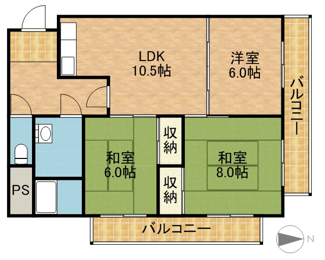 サンワロイヤルマンション２号館 間取り