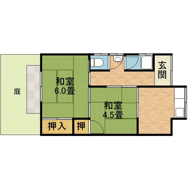 宮田町２戸１平屋 間取り