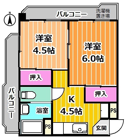 朝日マンション（区分所有建物の賃貸区画） 間取り
