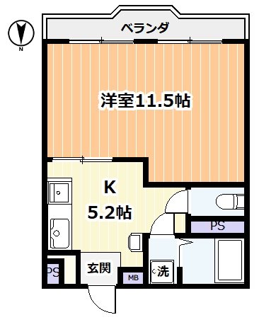 朝日マンション（区分所有建物の賃貸区画） 間取り