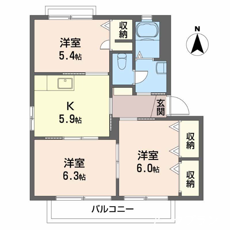 バリュージュ新町　A棟 間取り