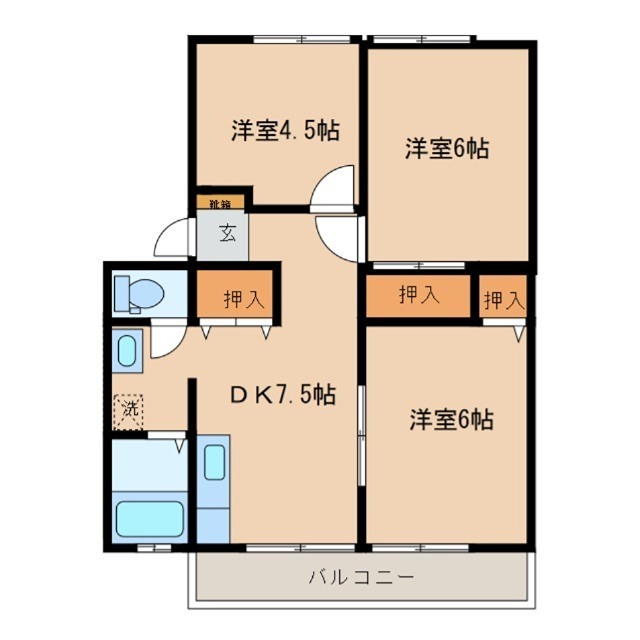 サンガーデン南岩国Ｂ棟 間取り