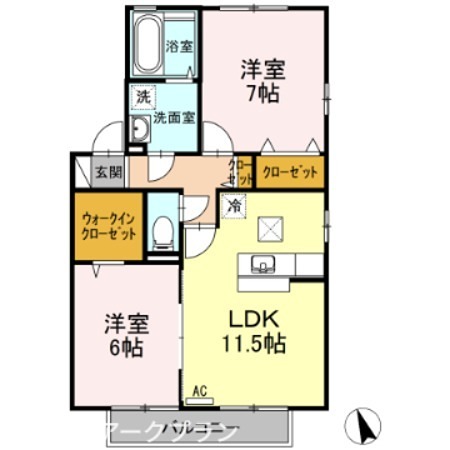 リビングタウン岩国　G棟 間取り