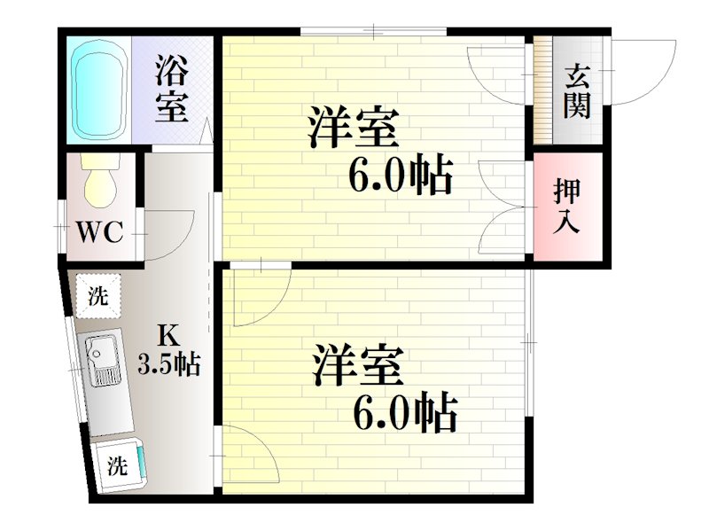 上町大井貸家（2軒長屋） 間取り