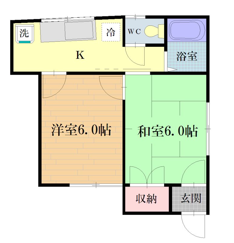 上町大井貸家（2軒長屋） 間取り