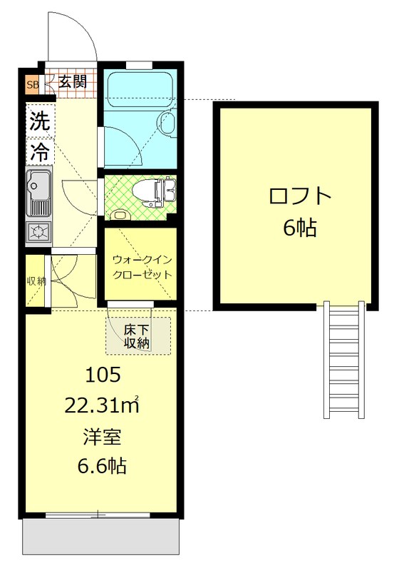 コートドール汐入 105号室 間取り