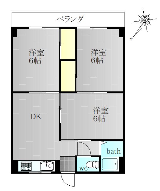 衣笠サニーハイツ 306号室 間取り