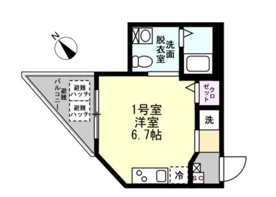 ベイルーム横須賀中央Ⅱ 101号室 間取り