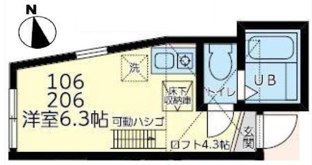 ユナイト・田浦ベラクルス・メヒコ 206号室 間取り