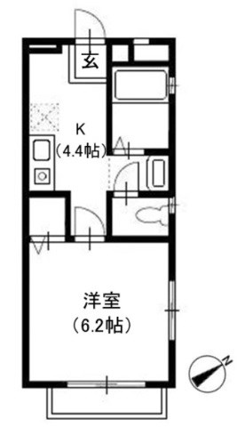 コートウィステリアⅡ 201号室 間取り