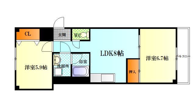 marine heights 103号室 間取り