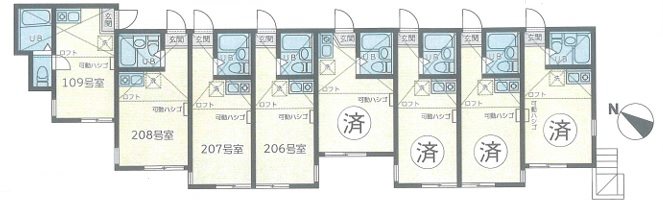 ユナイト・上町・ウィルキンスの杜 208号室 間取り
