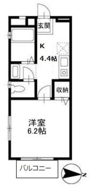 コートウィステリアⅡ 202号室 間取り