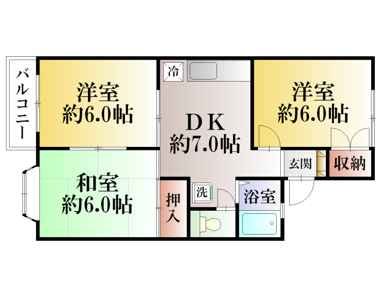 ロイヤルハイツ長井 101号室 間取り