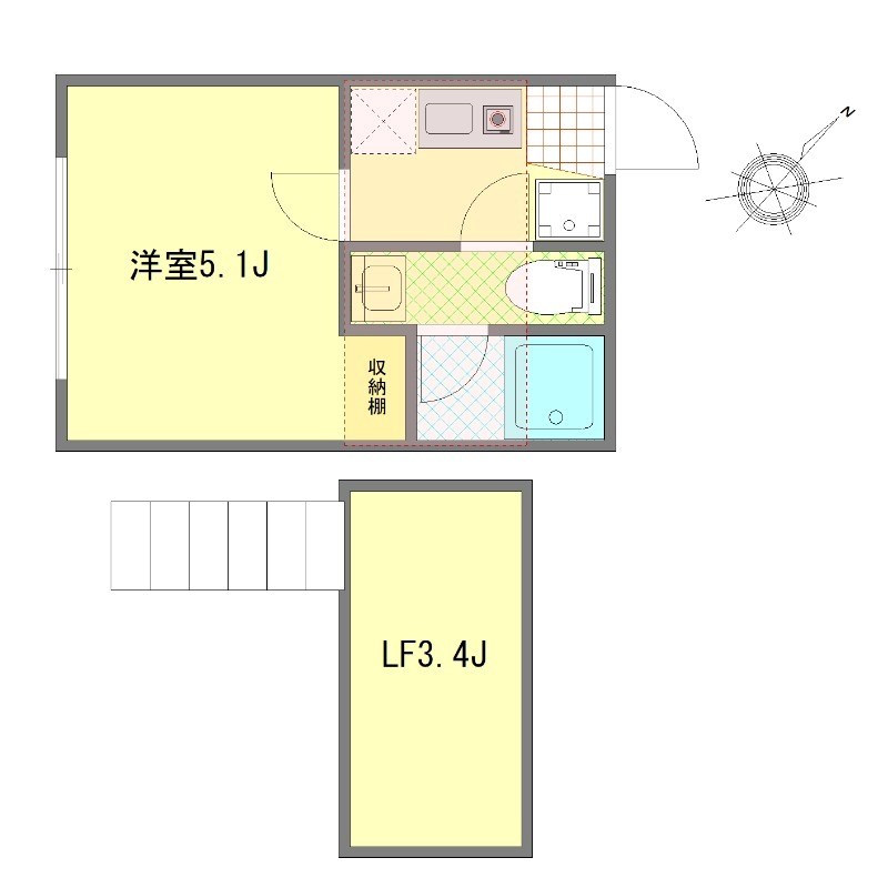ビーコレクト富士見町1号棟  2B号室 間取り