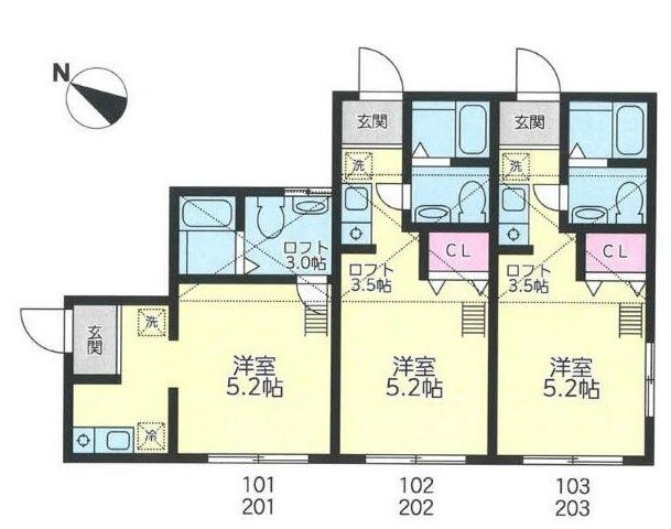 Bayroom　上町 102号室 間取り