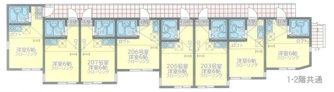 ユナイト衣笠モニカ・ベルべッチ 206号室 間取り