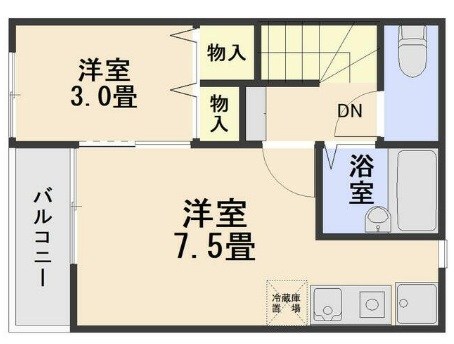 シャンブル極 202号室 間取り