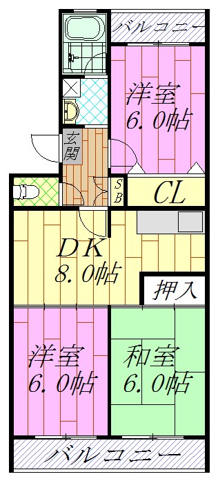 サンシティヒコタB3 間取り