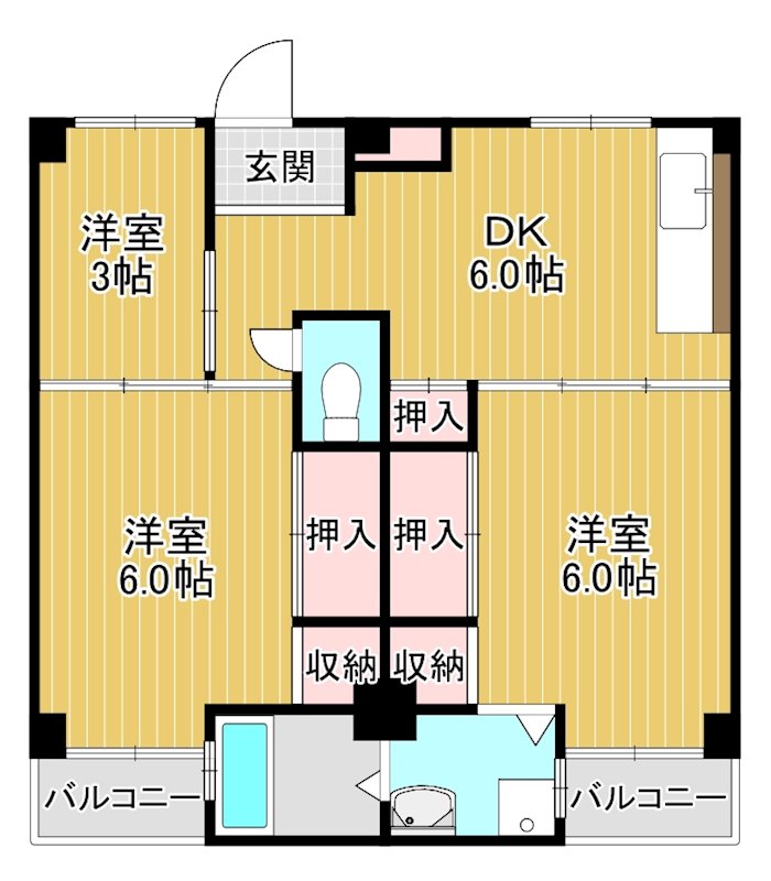 ビレッジハウス伏屋4号棟 間取り図