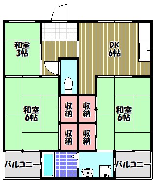 ビレッジハウス加賀田1号棟  間取り図