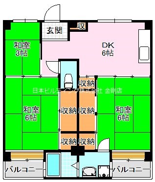 ビレッジハウス伏屋4号棟 間取り図