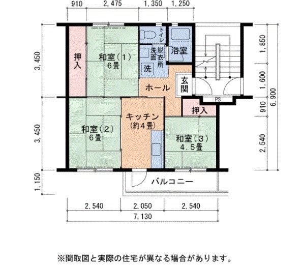 UR泉北竹城台二丁団地2号棟 間取り図
