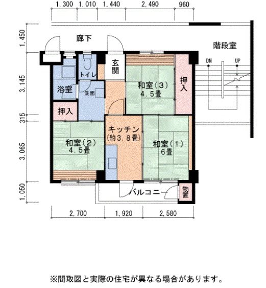 ＵＲ金剛団地　206号棟 間取り図