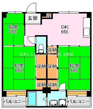 ビレッジハウス伏屋3号棟 間取り図