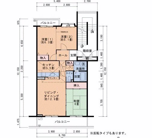ＵＲ小金台団地3号棟 間取り図