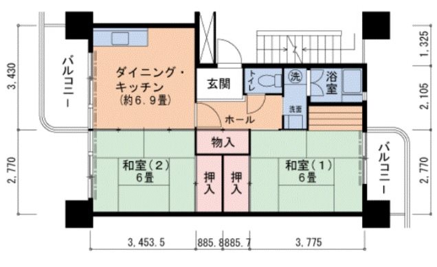 UR泉北鴨谷台三丁団地4号棟 間取り図