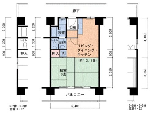 UR泉北原山台一丁団地2号棟 間取り図