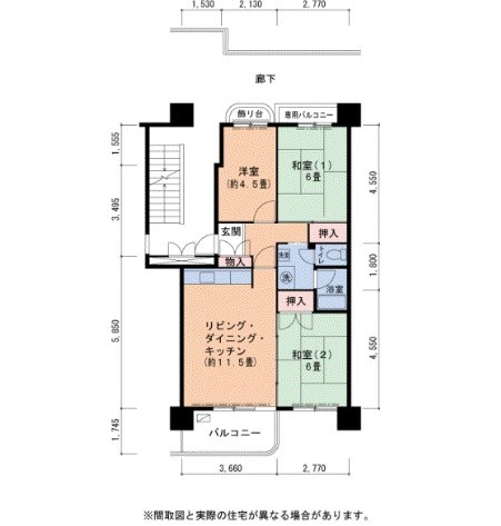 UR泉北鴨谷台三丁団地6号棟  間取り図