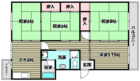 泉北宮山台団地二号棟  間取り図