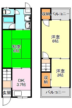 堺市東区西野貸家 間取り図