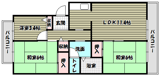 エスポワール岩湧 間取り図