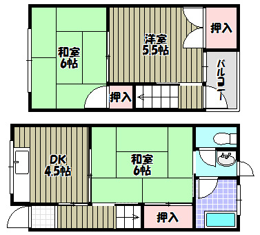 河内長野末広町連棟貸家  間取り図