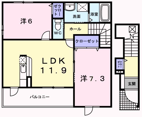 メゾンドソレイユⅢ 間取り図