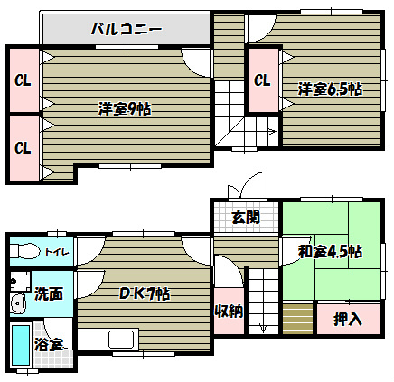 三日市1085貸家 間取り図