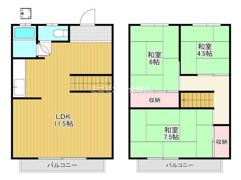 上野芝町2丁貸家 間取り図