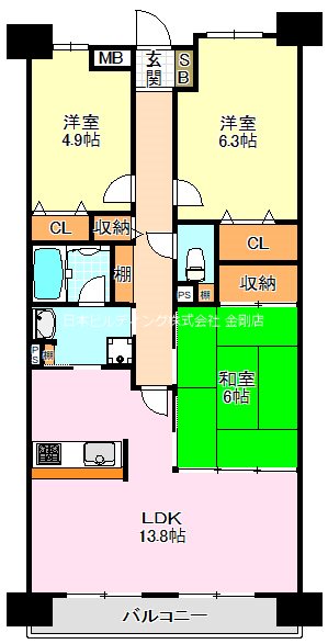 河内長野グリーンマンション  間取り図