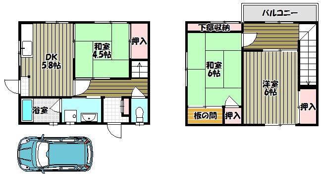 荘園町テラスハウス  間取り図