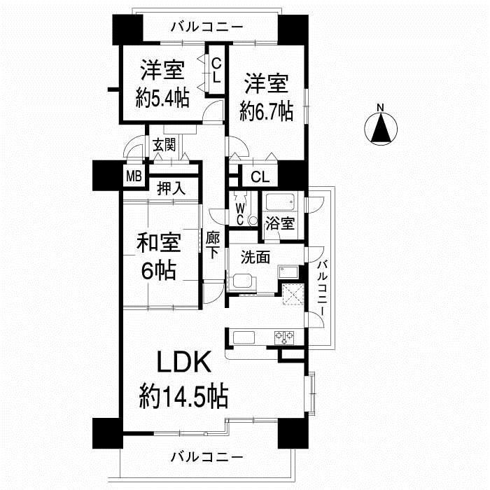 アスティオ和泉中央Ｂ棟 間取り図