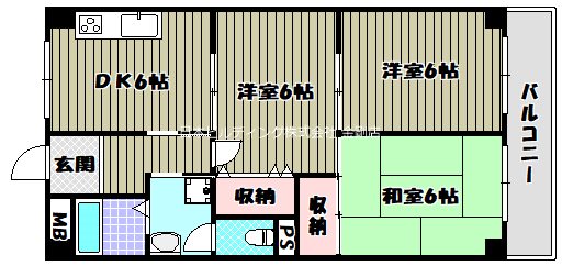 北野田大発マンションB棟 間取り図