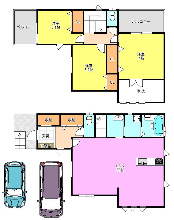 上野芝向ヶ丘町4丁戸建 間取り図